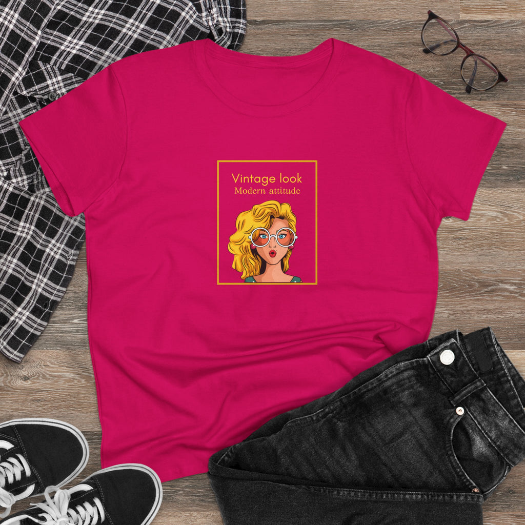 Vintage Look Tee — 'Vintage Look Modern Attitude' Women's Graphic T-Shirt