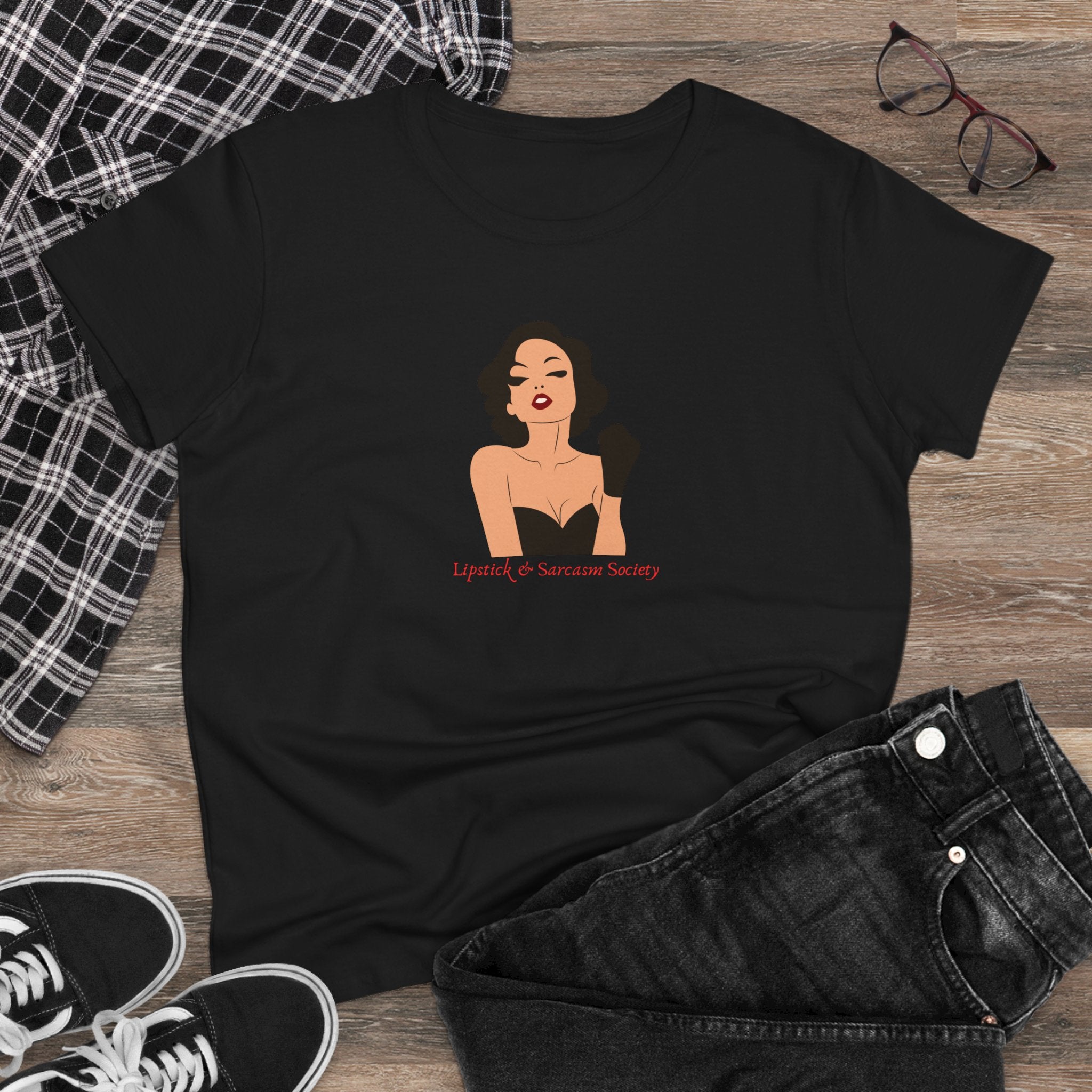 LIPSTICK & SARCASM SOCIETY-Women’s Graphic T-Shirt
