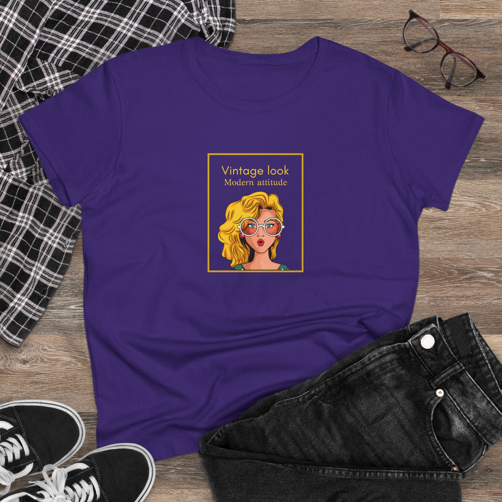Vintage Look Tee — 'Vintage Look Modern Attitude' Women's Graphic T-Shirt