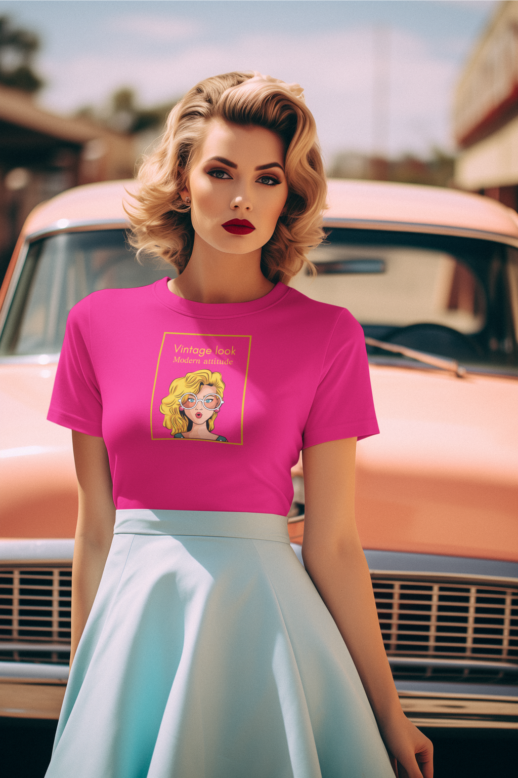 Vintage Look Tee — 'Vintage Look Modern Attitude' Women's Graphic T-Shirt