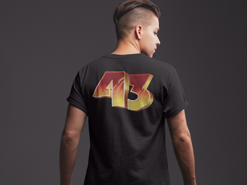 FRENZY Logo T-Shirt — Retro Flame '43' Graphic Tee