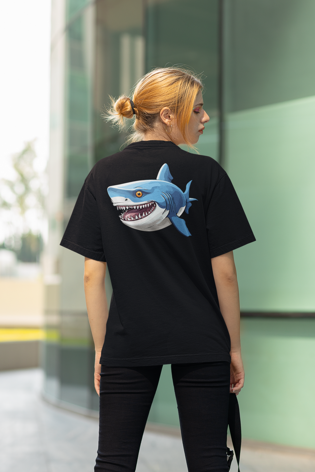 Frenzy Shark Tee — Graphic Oversized T‑Shirt