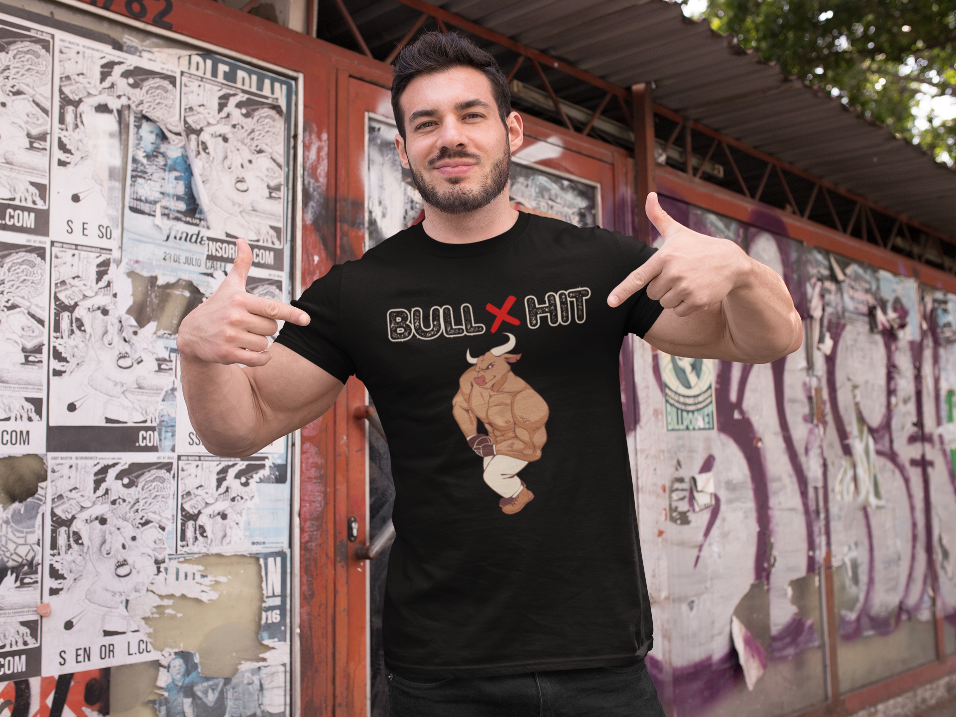 Bullshit Funny Graphic Tee – Muscular Bull Illustration