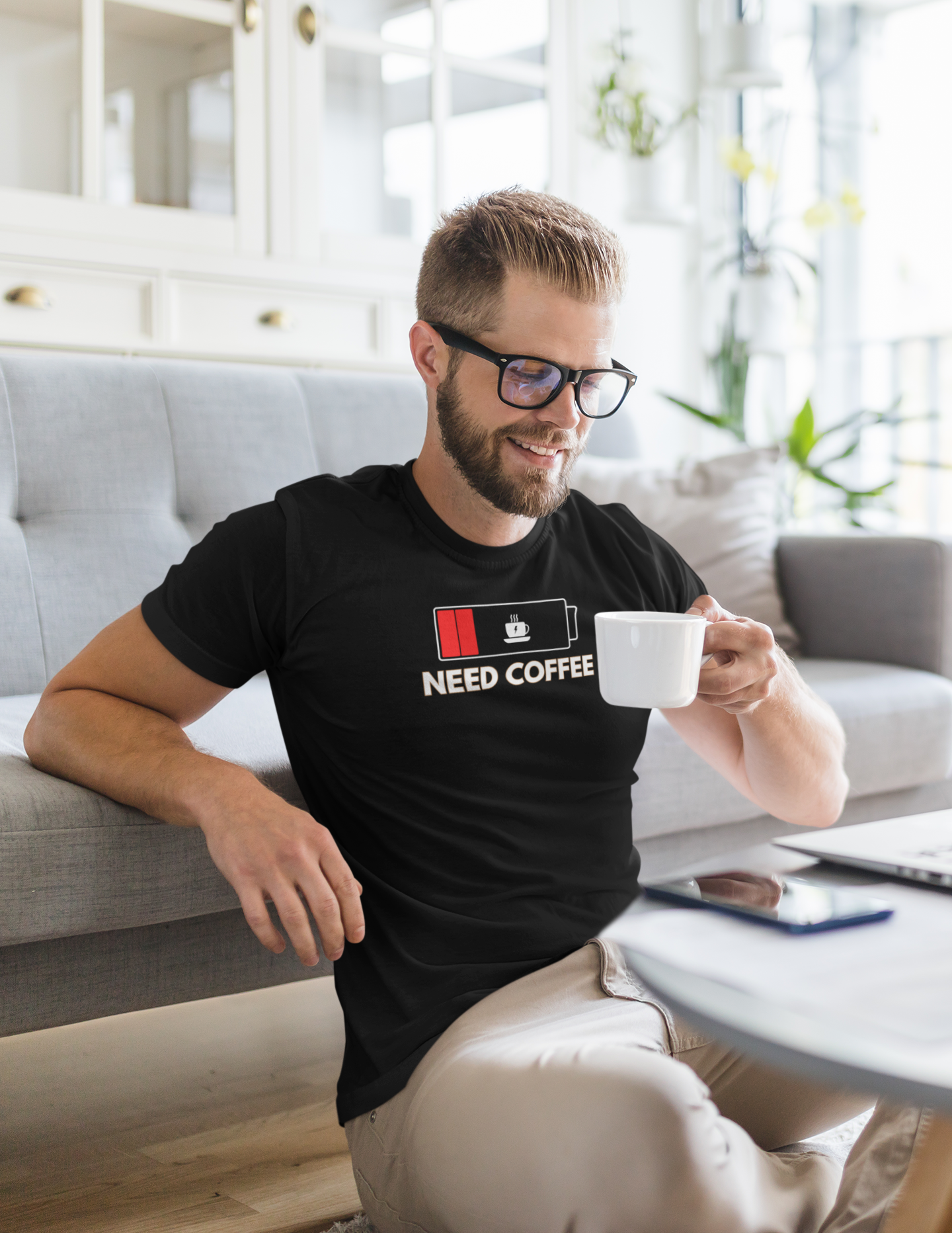 “Need Coffee” (Low Battery Coffee Shirt)